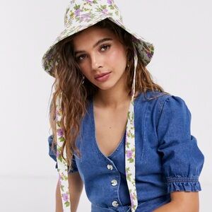 ASOS DESIGN fisherman hat with under tie in ditsy floral
